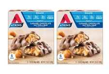Atkins Caramel Chocolate Nut Roll Snack Bars, Low Sugar, 5 Ct Pack Of 2