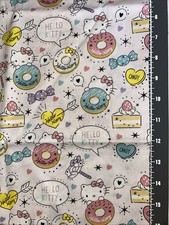 Hello Kitty Donuts Custom Cotton Fabric FQ 18 By 28 New