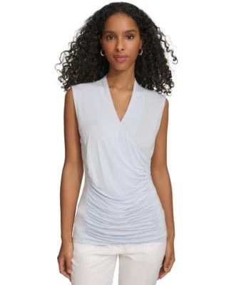 Calvin Klein Womens Solid Ruched-Front V-N 197383546512 XL RT $54.0 #1