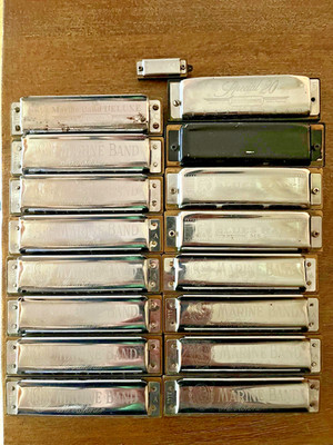 Massive Hohner Harmonica Lot of 17 - 11 MB, 1 MB Deluxe, 1 Special 20, and more