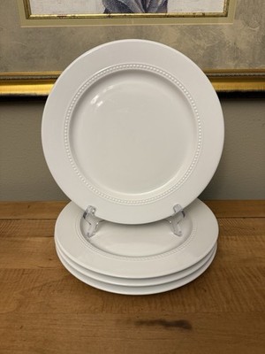 Set Of 4 Threshold Beaded Band Porcelain Dinner Plates 11  White by Target