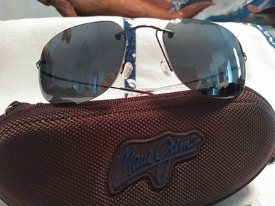 Maui Jim Ka'anapali サングラス MJ-501-02 Maui Jim Ka'anapali MJ 501 02 Rimless Hingeless Titanium + Grey