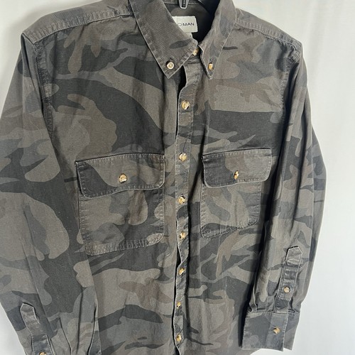 Rio Man Hemd Herren Small Dark Camo Langarm 100% Baumwolle Taschen Button Down - Bild 3 von 5