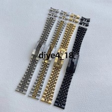 Jubilee 18mm 20mm 21mm 22mm Solid Bracelet Flat Curved End Watch Band Strap