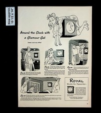1944 Royal World's No. 1 Typewriter Woman Clock Office Vintage Print Ad 35596 thumbnail