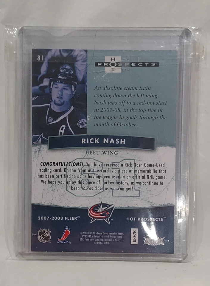 2007-08 Hot Prospects Rick Nash Patch Swatch /10 - Image 2 of 2