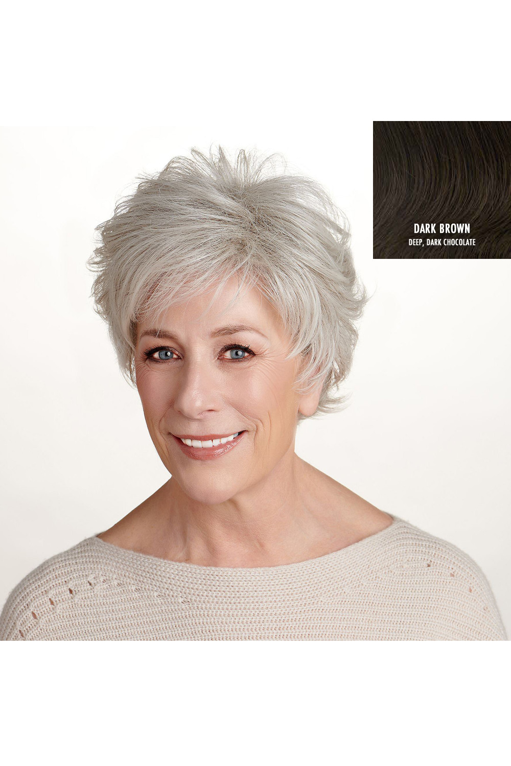 Прическа Кокетливый Флип Короткий парик из волокон темно-коричневого цвета