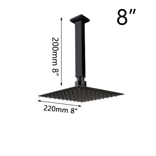 Black Ceiling Mount Shower Tap Set Rainfall Head 2-Way Mixer Valve+ Hand Faucet - Picture 12 of 79