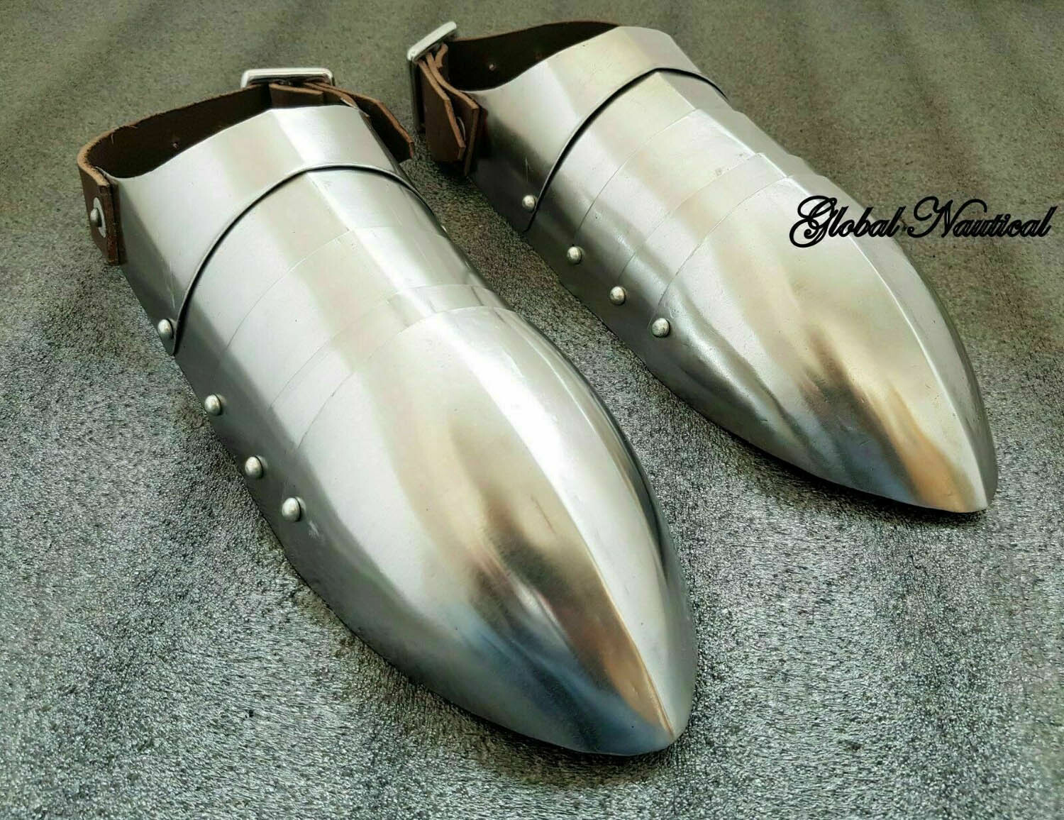 Medieval Knight Gothic Armor Shoes 18 Gauge Spartan Crusader Armour Pair-image