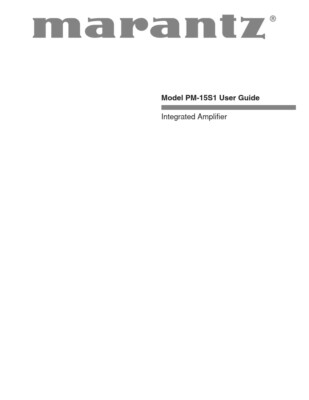 Marantz PM15S1 Amplifier Owners Manual
