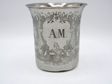 RARE TIMBALE EN ARGENT MASSIF DECOR CHEVALIER PECHEUR ET GALILE