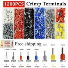 1200Pcs Cable Cord Pin End Bootlace Ferrule Terminal Set Wire Crimp Connectors