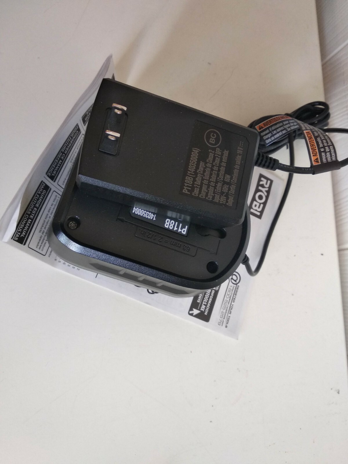 New 18v Ryobi P118B Lithium Ion 18 volt Compact Battery Charger