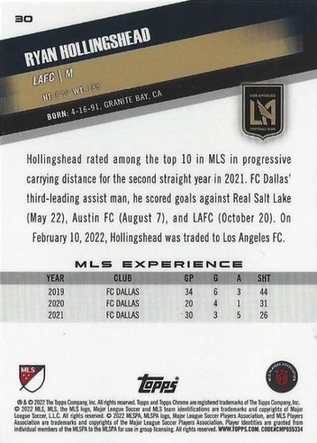 2022 Topps Chrome Major League Soccer Base Common Cards (21 - 30) - MLS - Picture 40 of 40