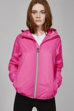 Ladies 08 Lifestyle Pink Fluo Hooded Full Zip Packable Rain Jacket Size M Vhtf