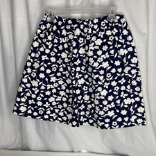 Vintage Handmade Blue Floral Full Circle Skirt Classic White Flowers Small 80s