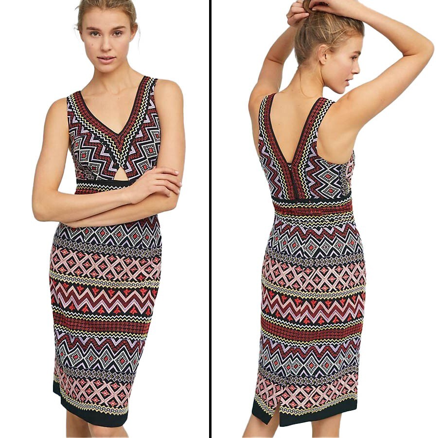 Anthropologie Akemi + Kin Embroidered Column Midi Dress 8