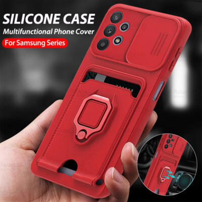 Case For Samsung S23 S22 A54 A33 A52S A53 Shockproof Ring Stand Card Slot Cover