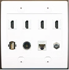 RiteAV 4 x HD 1 x USB + Digital Optical Cat5e Ethernet and Coax Wallplate