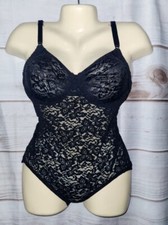 Bali Firm Control 36C Sheer Lace N Smooth Body Shaper 8L10 Black Hook  eye Open