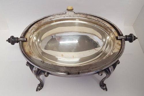 James Dixon & Sons Antique Serving Dish England EP Ram Head Feet Swivel Dome Top - Picture 5 of 23