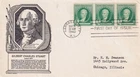 STAMP US SCOTT 884 "G. C. Stuart" 1 CENT 1940 STRIP OF 3 FDC - A