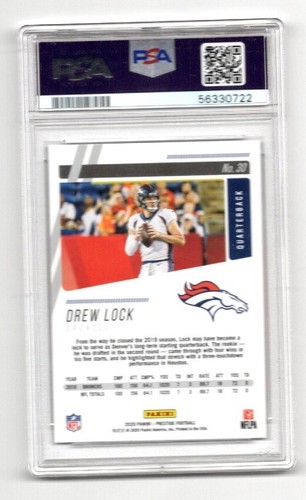 Tarjeta de radiocontrol Panini Prestige Drew Lock 2020 #30 PSA 10 gemas como nueva - Imagen 2 de 2