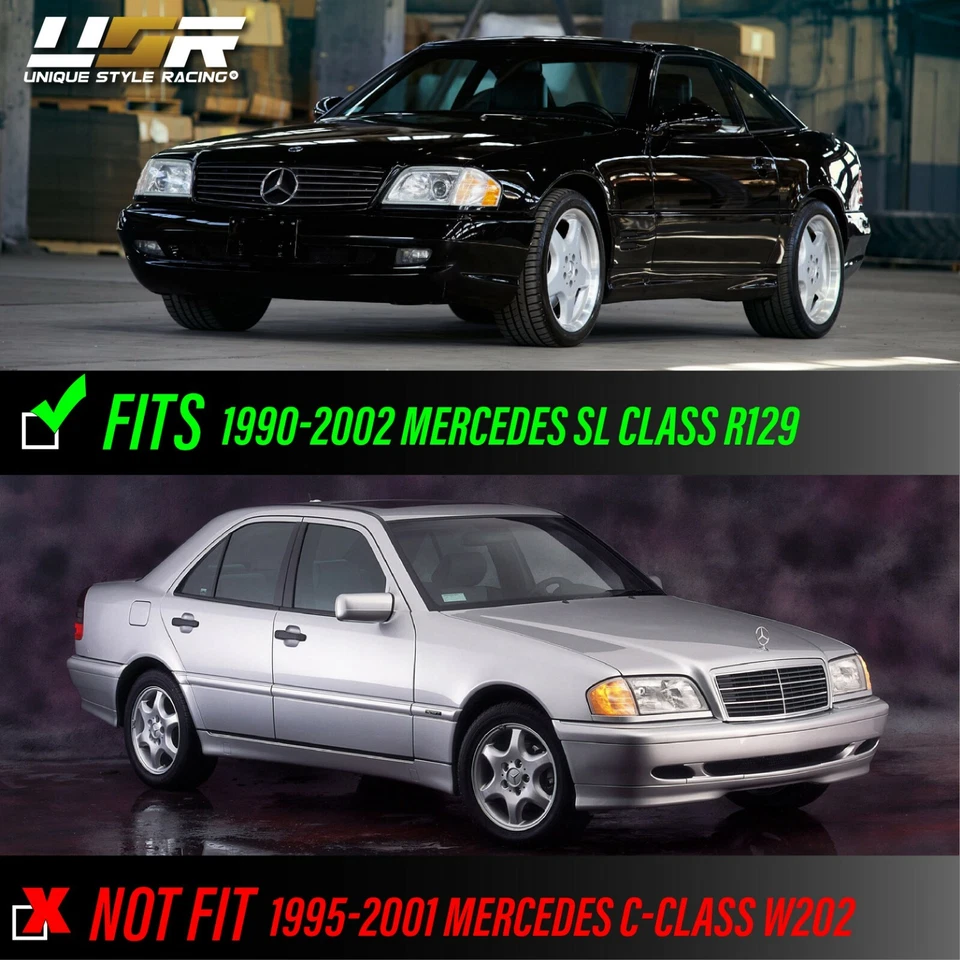 Fits 1990-2002 Mercedes Benz SL Class R129 EURO Crystal Corner Light Lamp Pair - Image 2 of 4