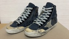Golden Goose FRANCY Women's High Cut Sneakers 35 Black Canvas Side Zipper GGDB