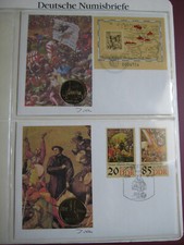 4 x 5 Mark M&uuml;nzen DDR in Numisbrief M&uuml;hlausen , Saxonia, Sanssouci, Zwickau