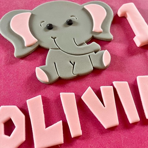 Edible BABY ELEPHANT 5.5inch Pale PINK Fondant Birthday Cake topper Decorations - Picture 2 of 2