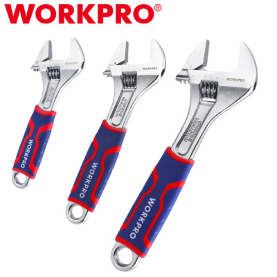 WORKPRO 3PCS 6'' 8'' 10'' Adjustable Wrench Sets Wide Jaw Opening Wrench Metric/SAE