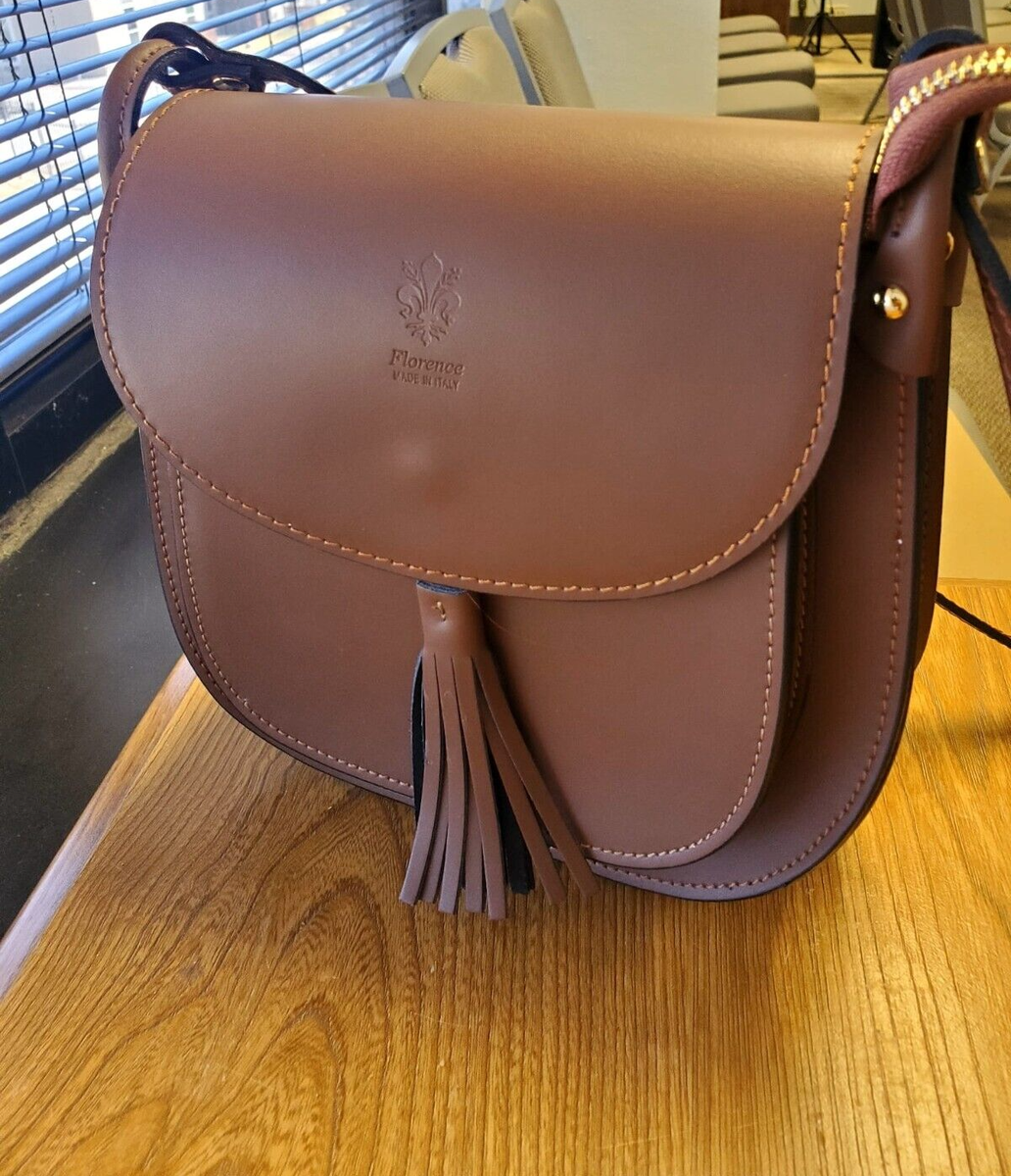 Stylish Genuine Florence Leather Brown Bag Borse in Pelle Made