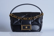 Black Versace Quilted La Medusa Calf Leather Shoulder Bag w/Gold Chain 1014521