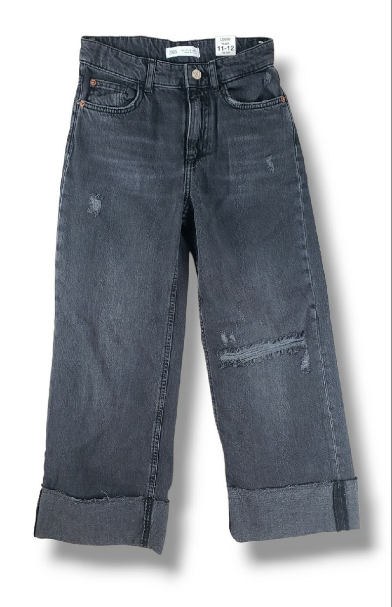 Zara Jeans Youth 11-12 Loose Fit CM 152 Denim Wide Leg Pockets