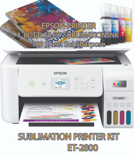 Espon Printer Sublimation Ink, White, Sublimation Printer Bundle with sublipaper - Afbeelding 1 van 2