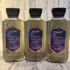 SET OF 3 Bath Body Works WICKED VANILLA WOODS Shower Gel 10 oz NEW RARE