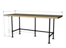 Black Pipe DESK Base "DIY" Parts Kit- 1” pipe x 80" long x 24" wide x 44" tall