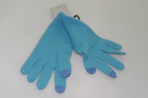 $90 NWT Louisa Perini Women's 100% Cashmere Glove One Size Cyan