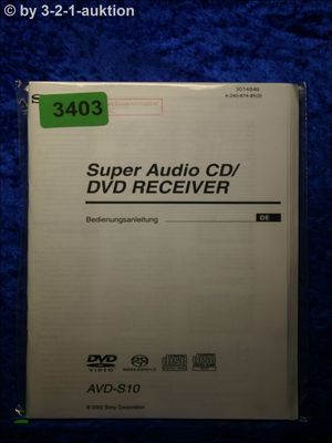 Sony Bedienungsanleitung AVD S10 Super Audio CD/DVD Receiver (#3403)