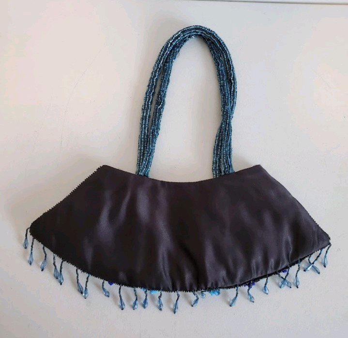 Vtg Blue Turquoise Beaded Patchwork Festival Frin… - image 10