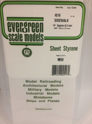 Evergreen 4516 Plasticcart Sheet Sidewalk 6,3mm Squares 150x300x1,0mm