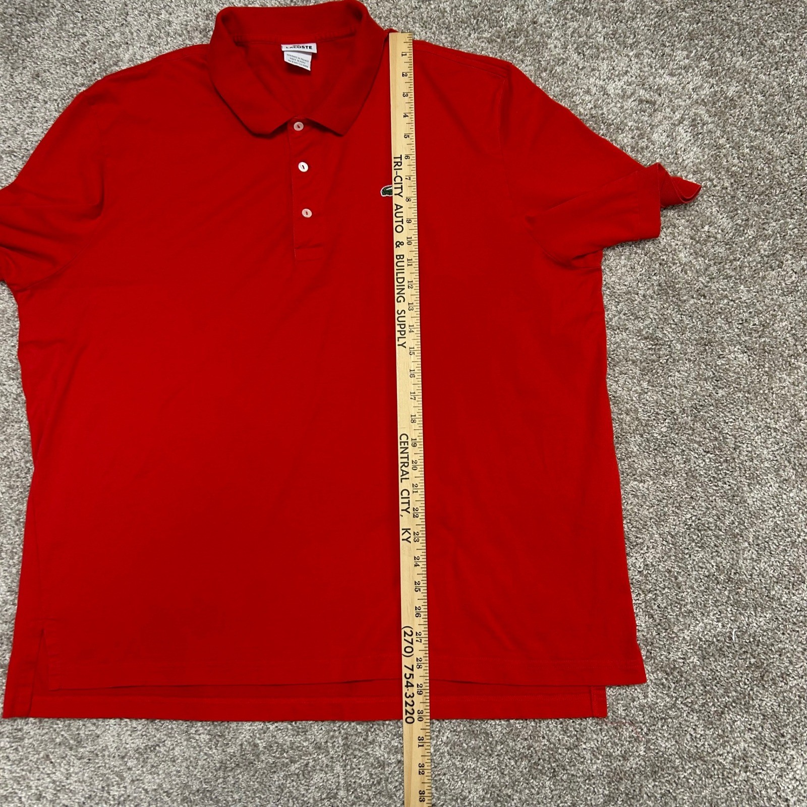 Lacoste Polo Shirt Men Size 8 (US Size 3XL) Red Alligator Cotton Preppy Peru thumbnail 4