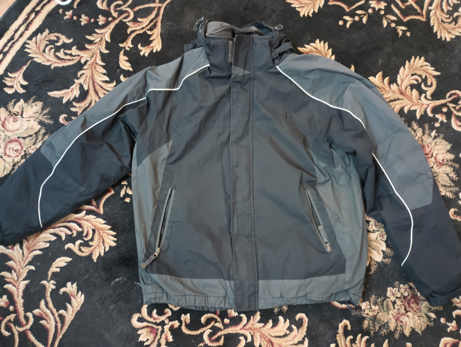 Nordictrack Grey and Black Zip Lightweight Coat Men's L