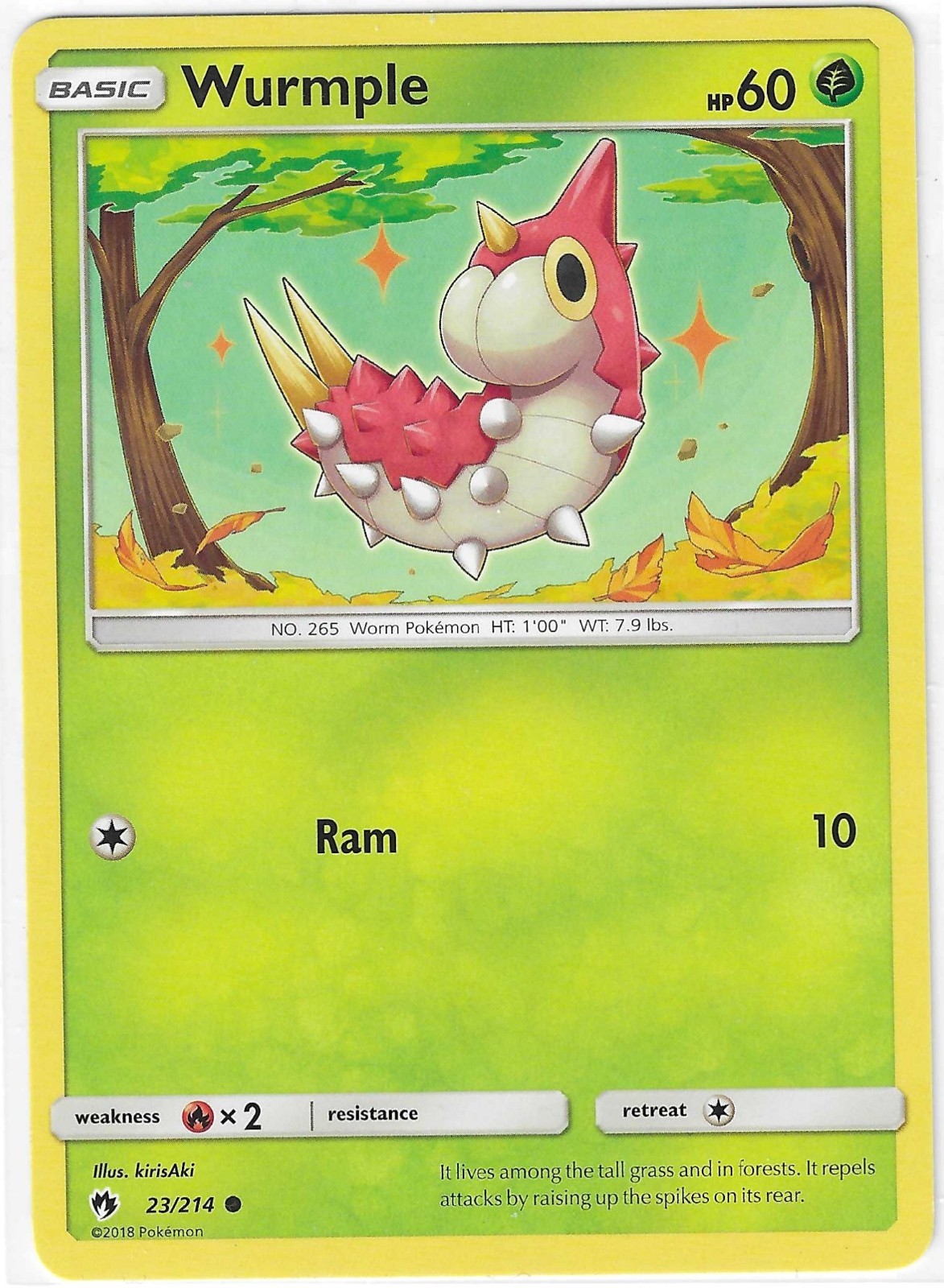 Pokemon WURMPLE Sun & Moon Lost Thunder 23/214 NM/Mint PACK FRESH