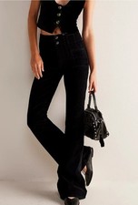 Free People We The Free Jayde Cord Black Cotton Flare Pants 27