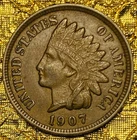 1907 U.S. INDIAN HEAD CENT COPPER PENNY 1c COIN (XF/AU)