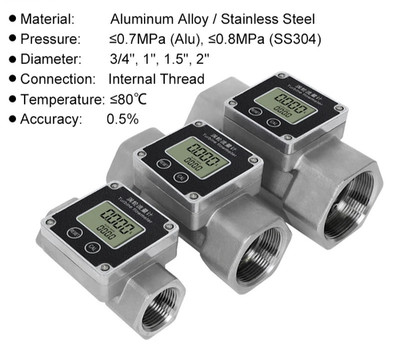 Turbine Flow Meter Stainless Steel Digital Liquid Water Flowmeter High Accuracy