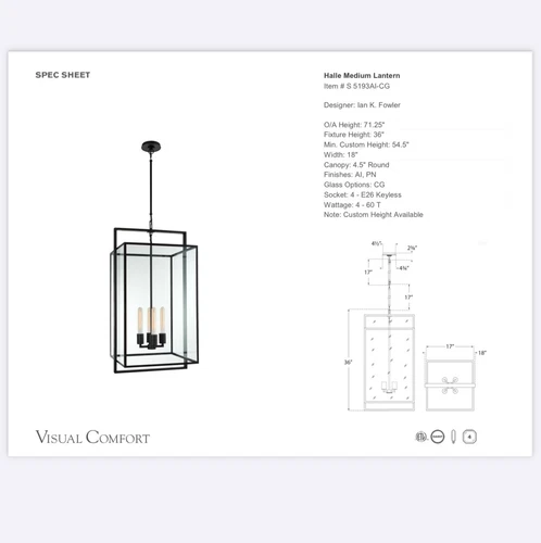 Visual Comfort Halle 18" Medium Lantern by Ian K. Fowler(BRAND NEW) - Picture 5 of 5