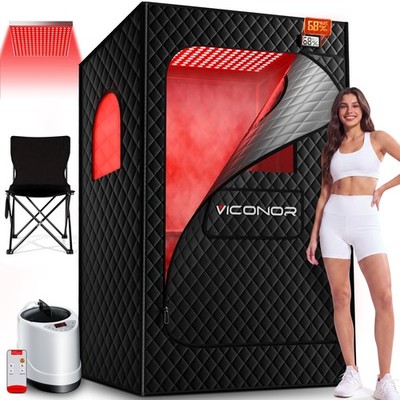 Infrared Sauna Box Portable Steam Infrared Sauna with Red Light Therapy 3L/1200W